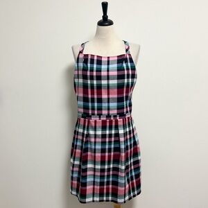 Vera Bradley Kingston Ribbons Plaid Pleated Cotton Apron NWT L XL Large Red Pink